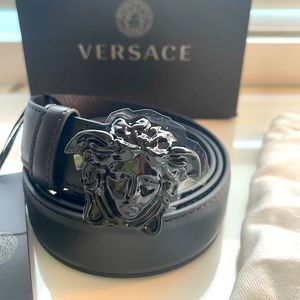 Versace Medusa Tonal buckle belt.